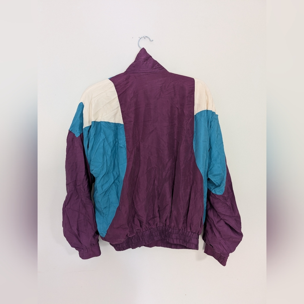 Vintage Ellesse 80s Colorblock 100% Silk Windbreaker - Picture 4 of 7